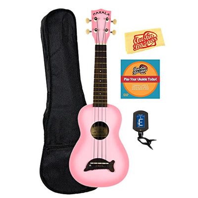 Kala MK-SD-PKBURST Makala Dolphin Soprano Ukulele - Pink Burst w/ Gig Bag