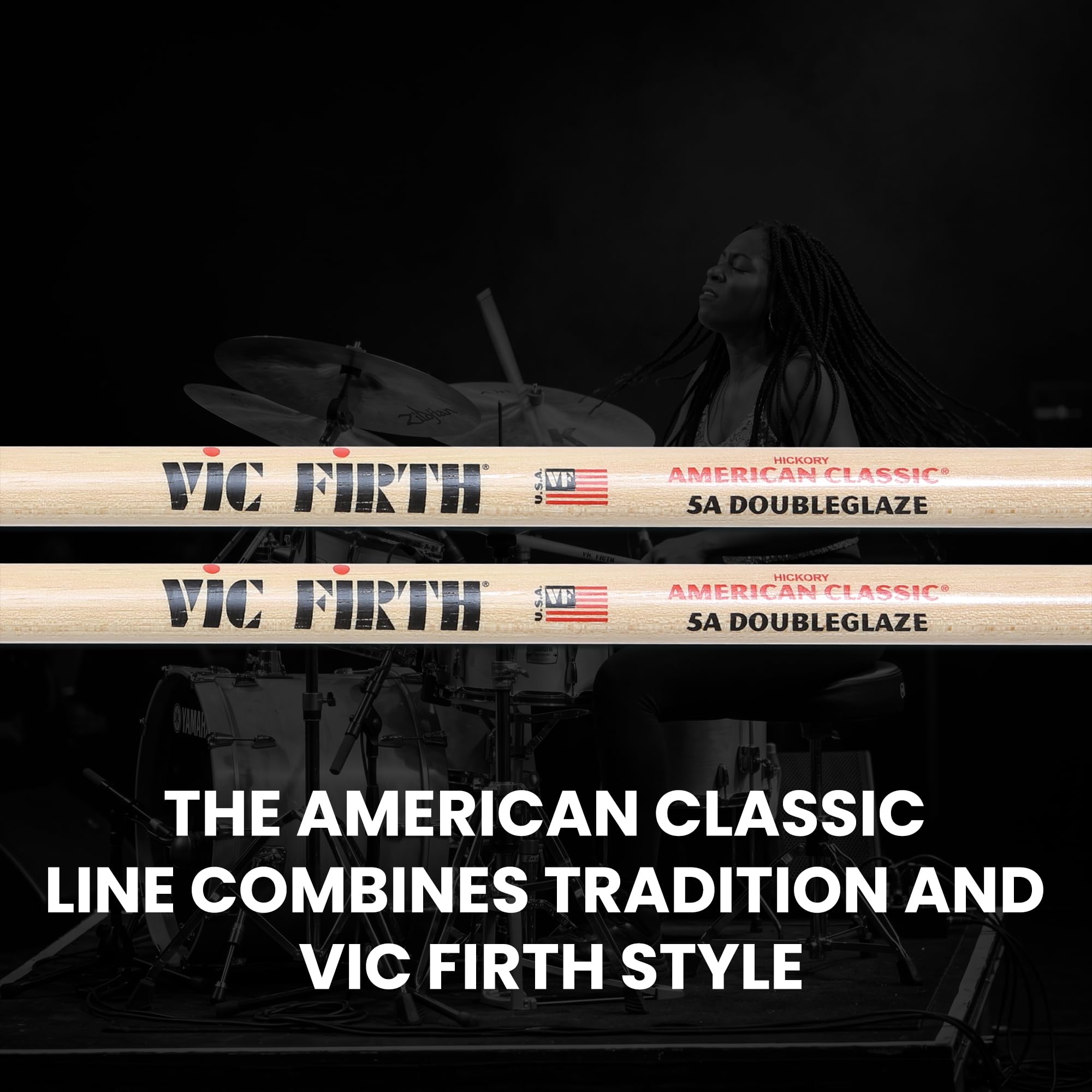 Vic Firth American Classic 5A DoubleGlaze Drumsticks - Double Coat of Lacquer Finish