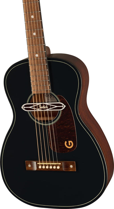 Gretsch Jim Dandy Deltoluxe Parlor Short Scale Acoustic-Electric Guitar - Black Top w/ Strap