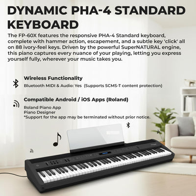 Roland FP-60X Digital Piano - Black w/ Roland KSC-72 Stand