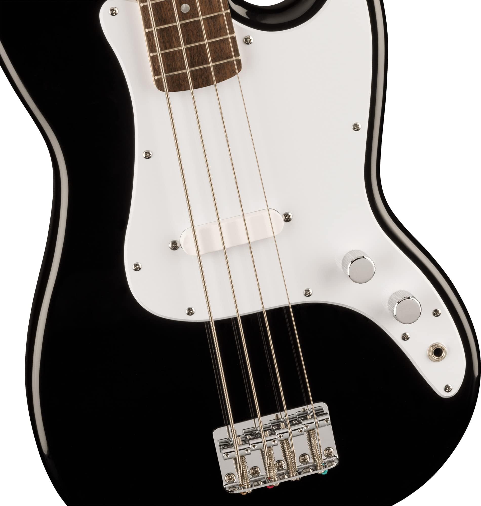 Fender Squier Sonic Bronco Bass Guitar - Black w/ Mustang Micro