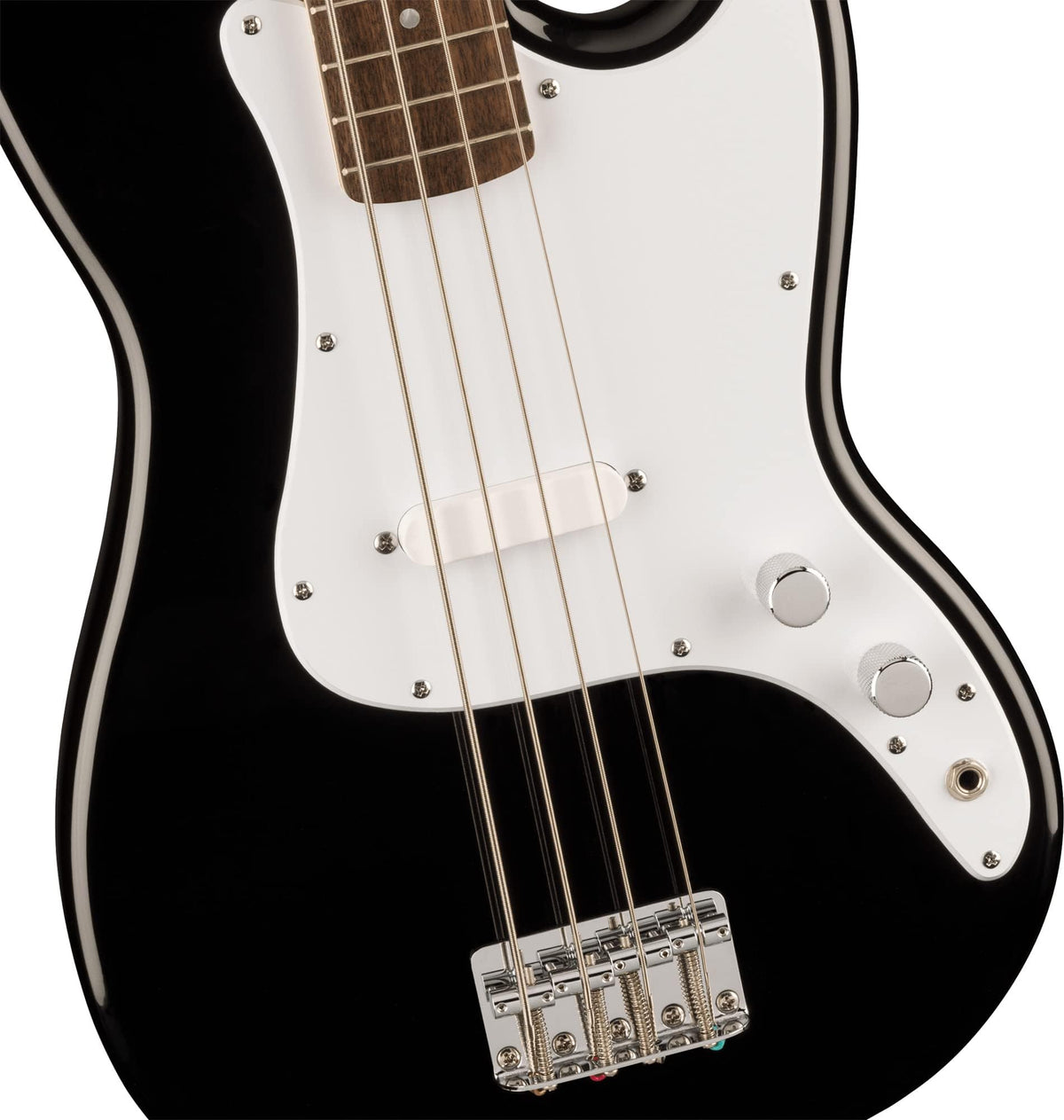 Fender Squier Sonic Bronco Bass Guitar - Black w/ Mustang Micro