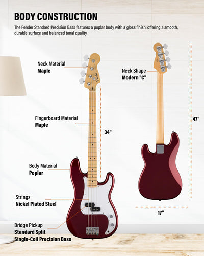 Fender Standard Precision Bass - Candy Cola w/ Guitar Cleaning Kit