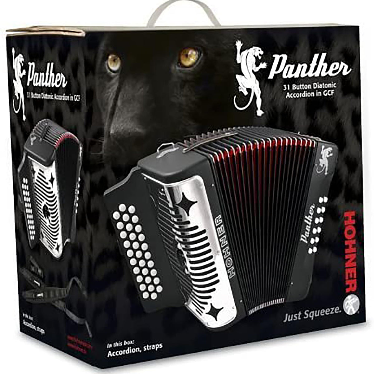 Hohner Panther Diatonic Accordion - Keys G/C/F w/ Road Kit