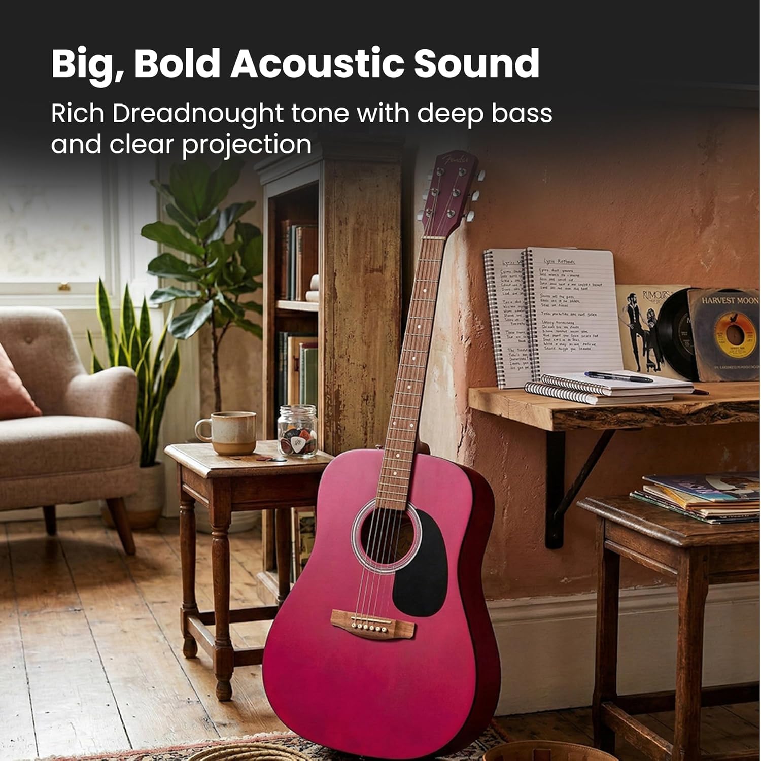 Fender FA Series Dreadnought Acoustic Guitar - Crimson Red w/ Gig Bag