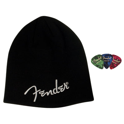 Fender Logo Beanie Cap - Black w/ Picks