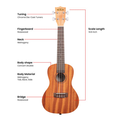 Kala KA-15C Satin Mahogany Concert Ukulele w/ Gig Bag