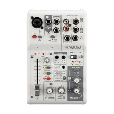 Yamaha AG03MK2 3-Channel Live Streaming Mixer - White Pack with Headphones