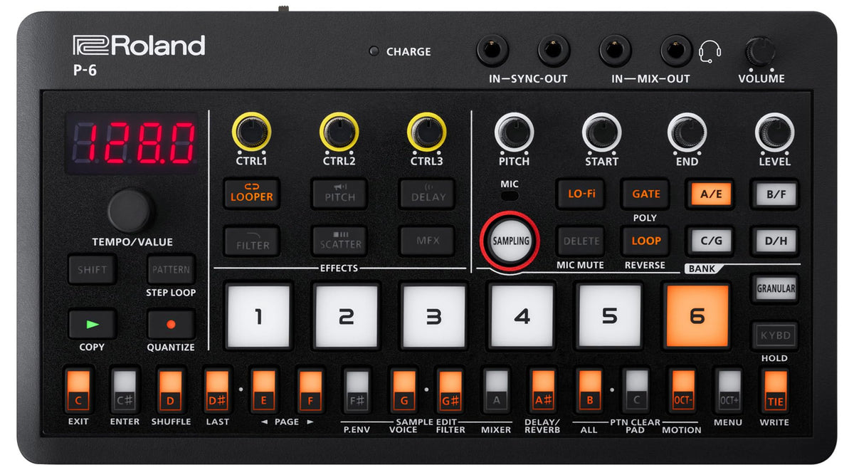 Roland AIRA Compact P-6 Creative Sampler w/ Audio Cable