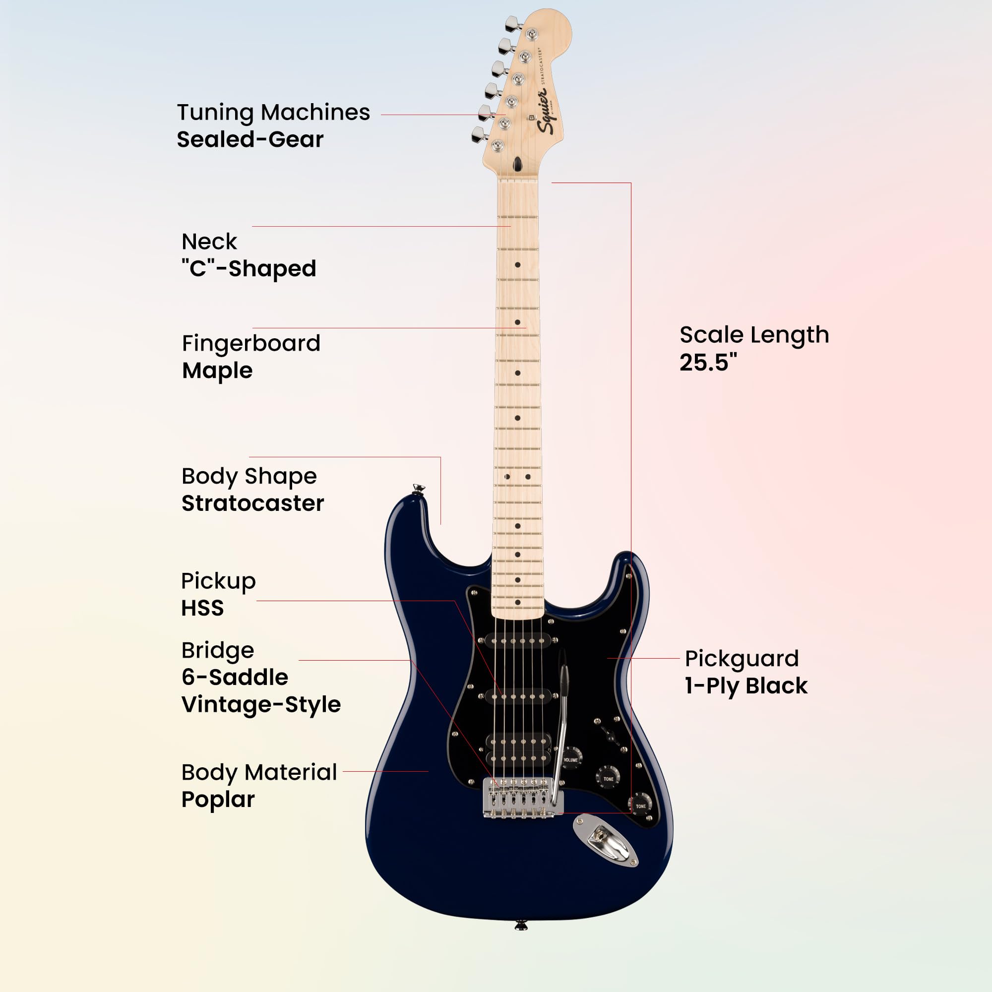 Fender Squier Sonic Stratocaster HSS - Midnight Blue w/ Amplifier