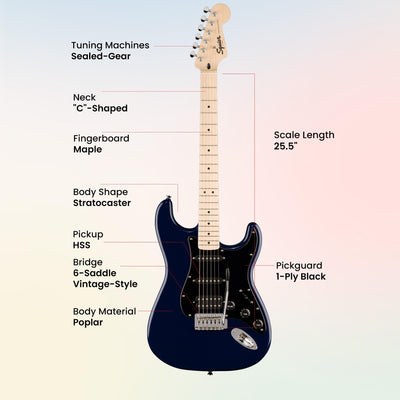 Fender Squier Sonic Stratocaster HSS - Midnight Blue w/ Amplifier