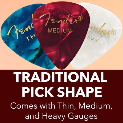 Fender Premium Guitar Pick Sampler, 24 Assorted - Tortoise Shell with Thin, Medium, and Heavy Gauges