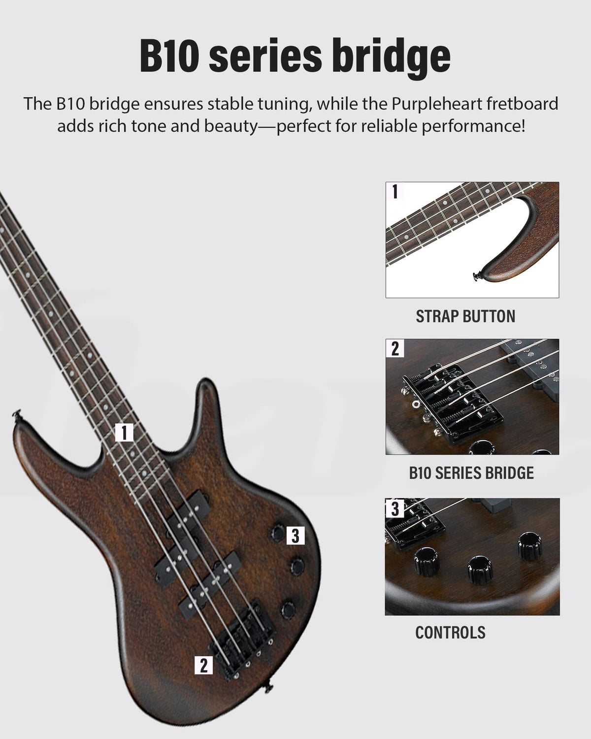 Ibanez GSRM20B SR Gio miKro Short-Scale Bass Guitar - Walnut Flat w/ Gig Bag