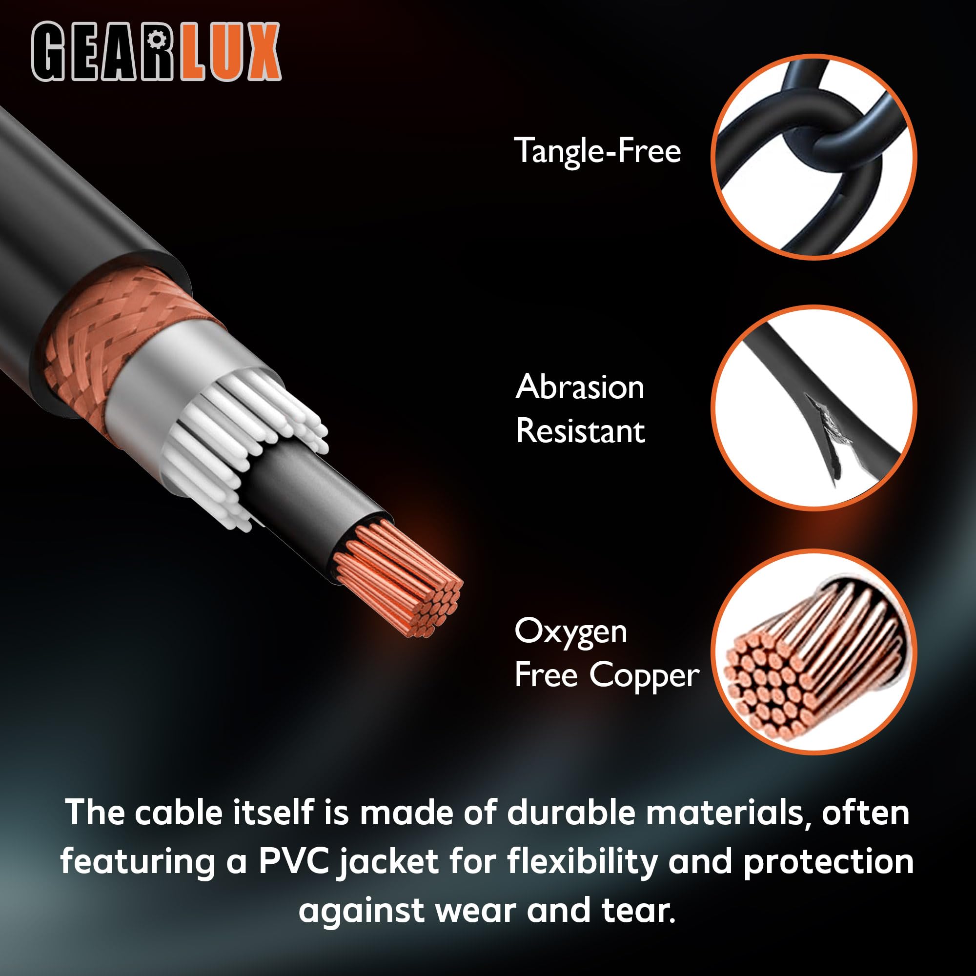Gearlux TRS to Dual RCA Stereo Breakout Cable - 10 Feet
