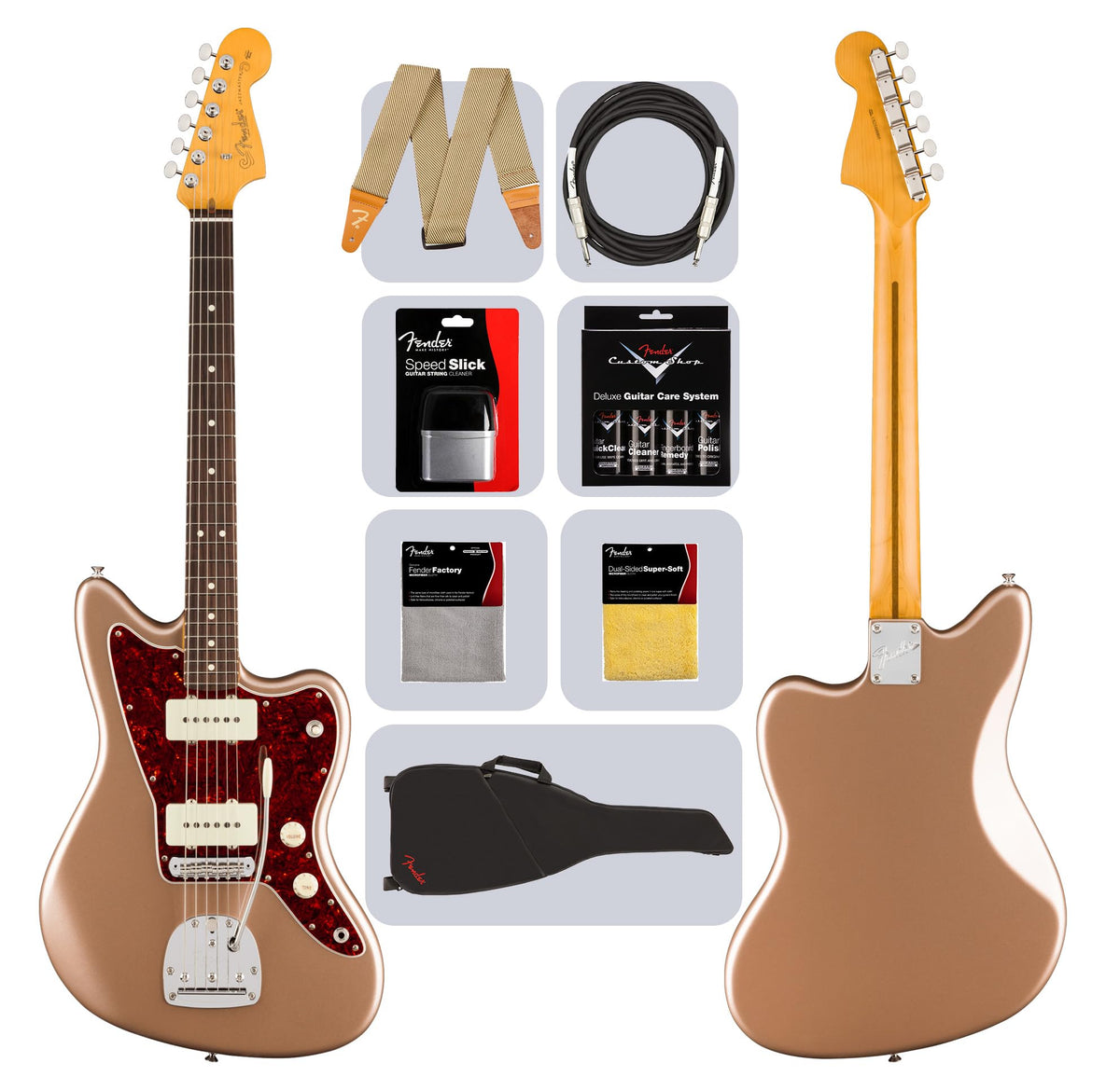 Fender American Professional Classic Jazzmaster - Faded Firemist Gold w/ Guitar Cleaning Kit