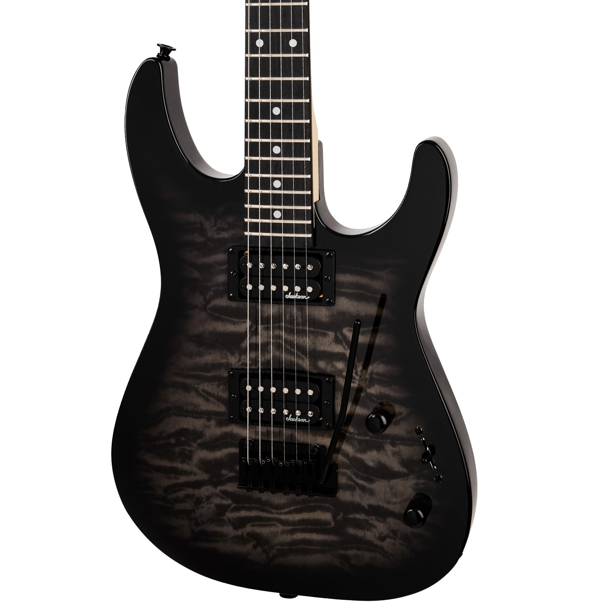 Jackson JS Series Dinky JS11Q Electric Guitar - Transparent Black w/ Amplifier