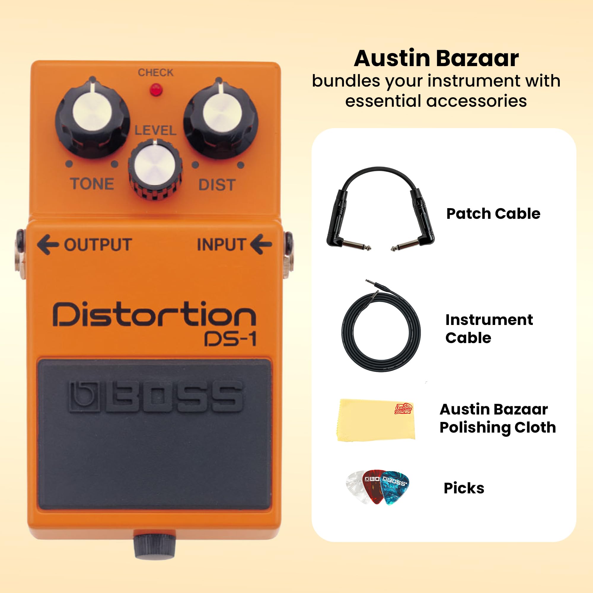Boss DS-1 Distortion w/ Cables – Austin Bazaar