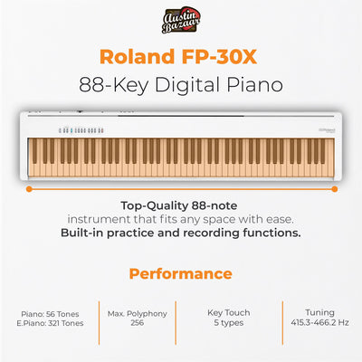 Roland FP-30X 88-Key Digital Piano - White w/ KSC-70 Stand