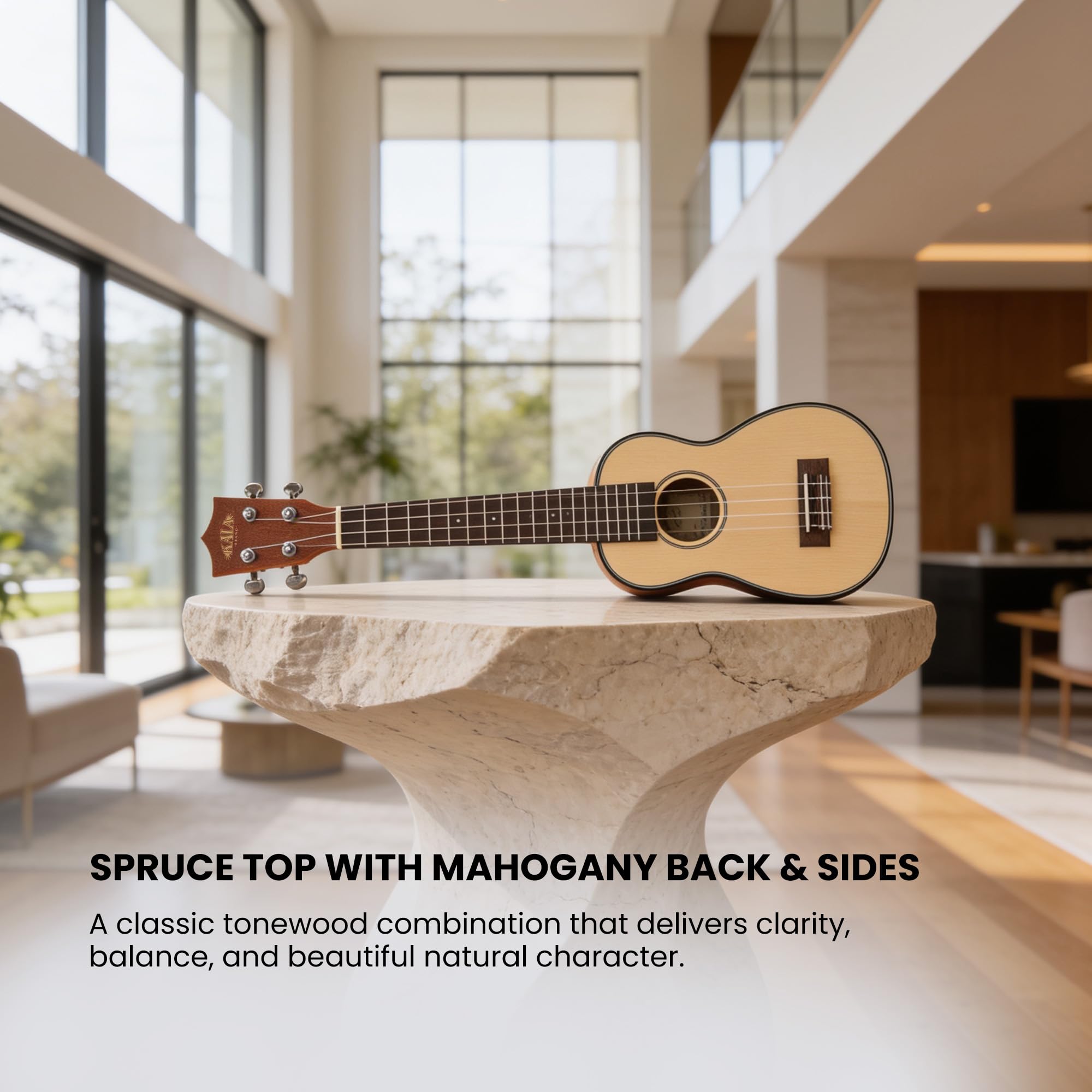 Kala KA-SSLNG Solid Spruce Mahogany Long Neck Soprano Ukulele