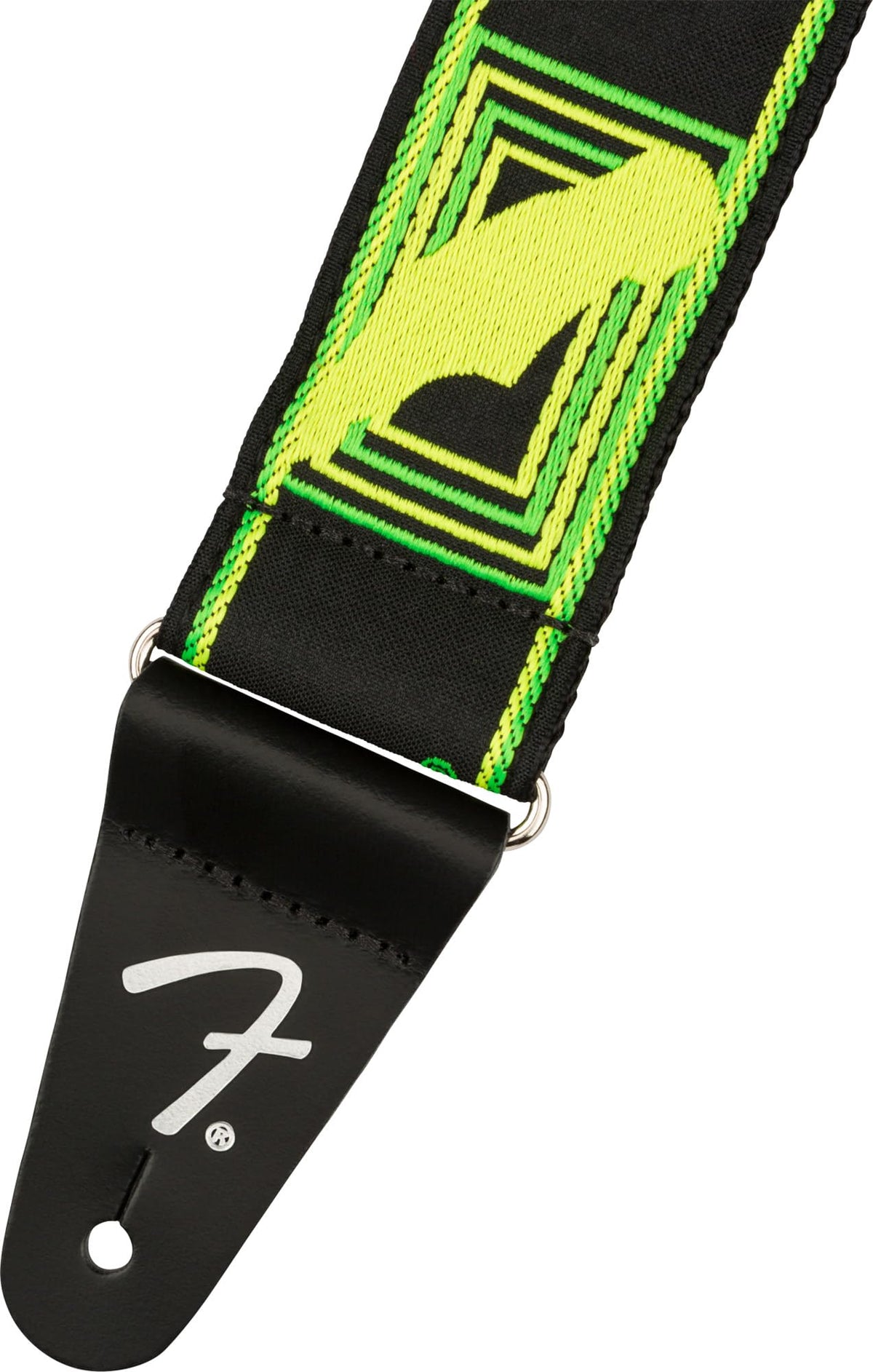 Fender Neon Monogrammed 2-Inch Guitar Strap - Green and Yellow w/ Strap Blocks