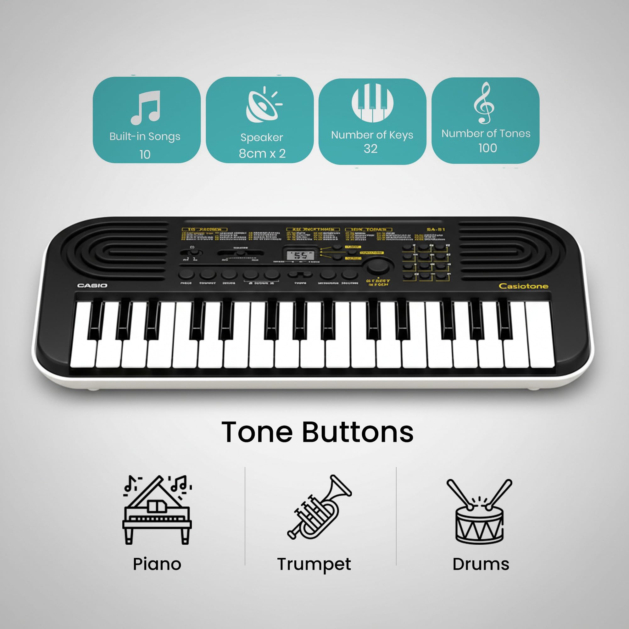 Casio SA-51 Casiotone 32-Key Compact Portable Keyboard w/ Power Supply
