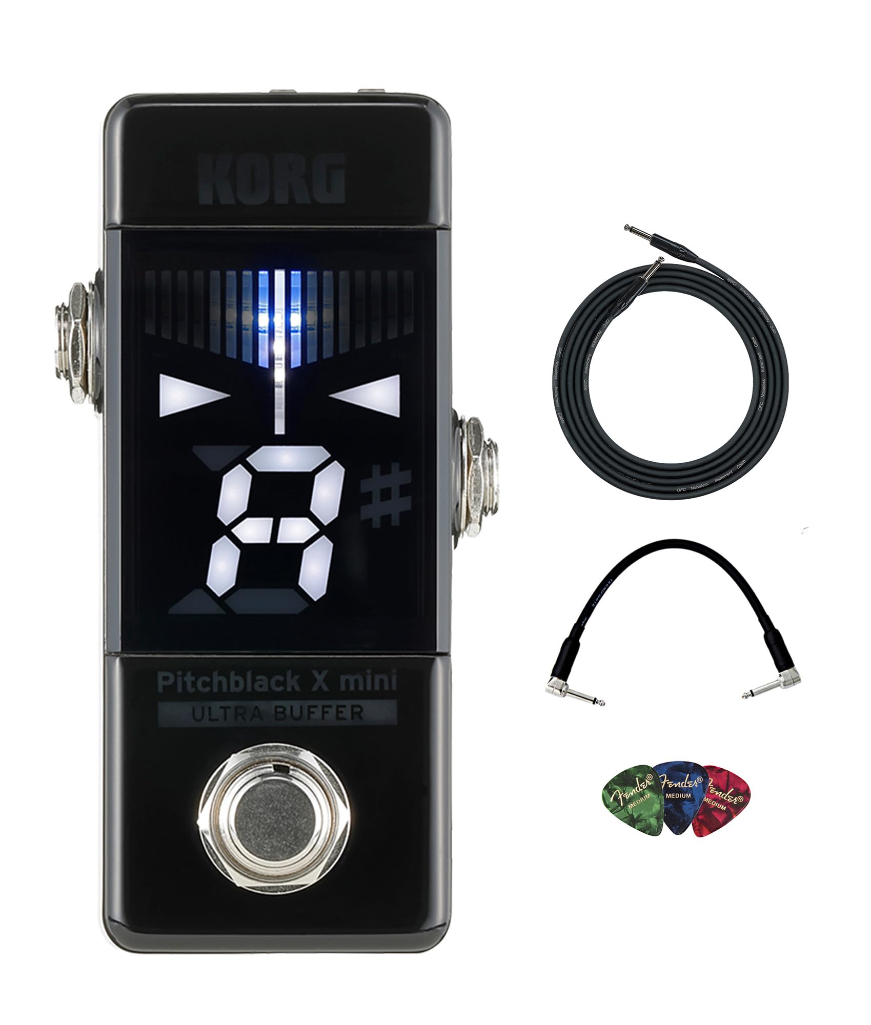 Korg Pitchblack X Mini Chromatic Pedal Tuner w/ Instrument Cable