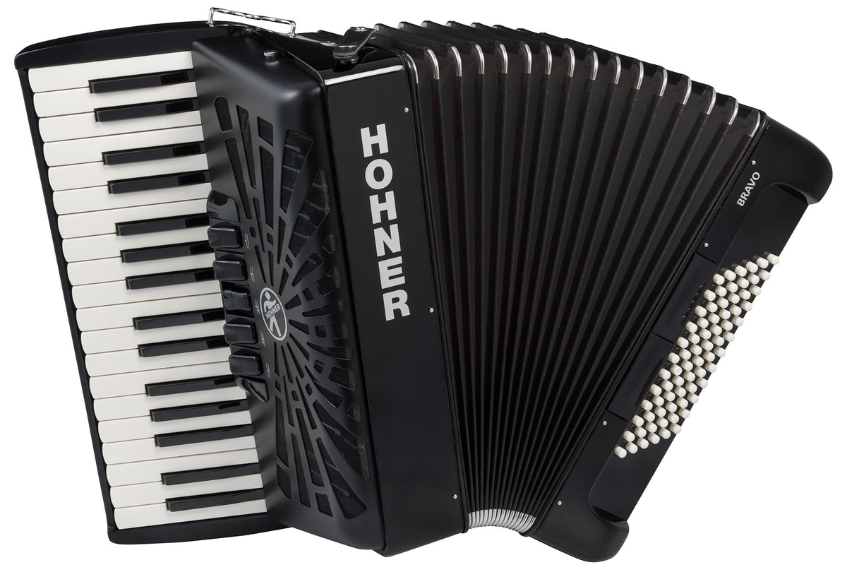 Hohner Bravo III 72 Chromatic Piano Key Accordion - Black w/ Gig Bag