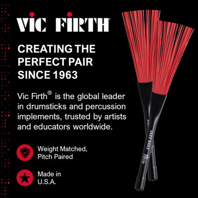 Vic Firth BJR Jazz Rake Brush - Red Plastic