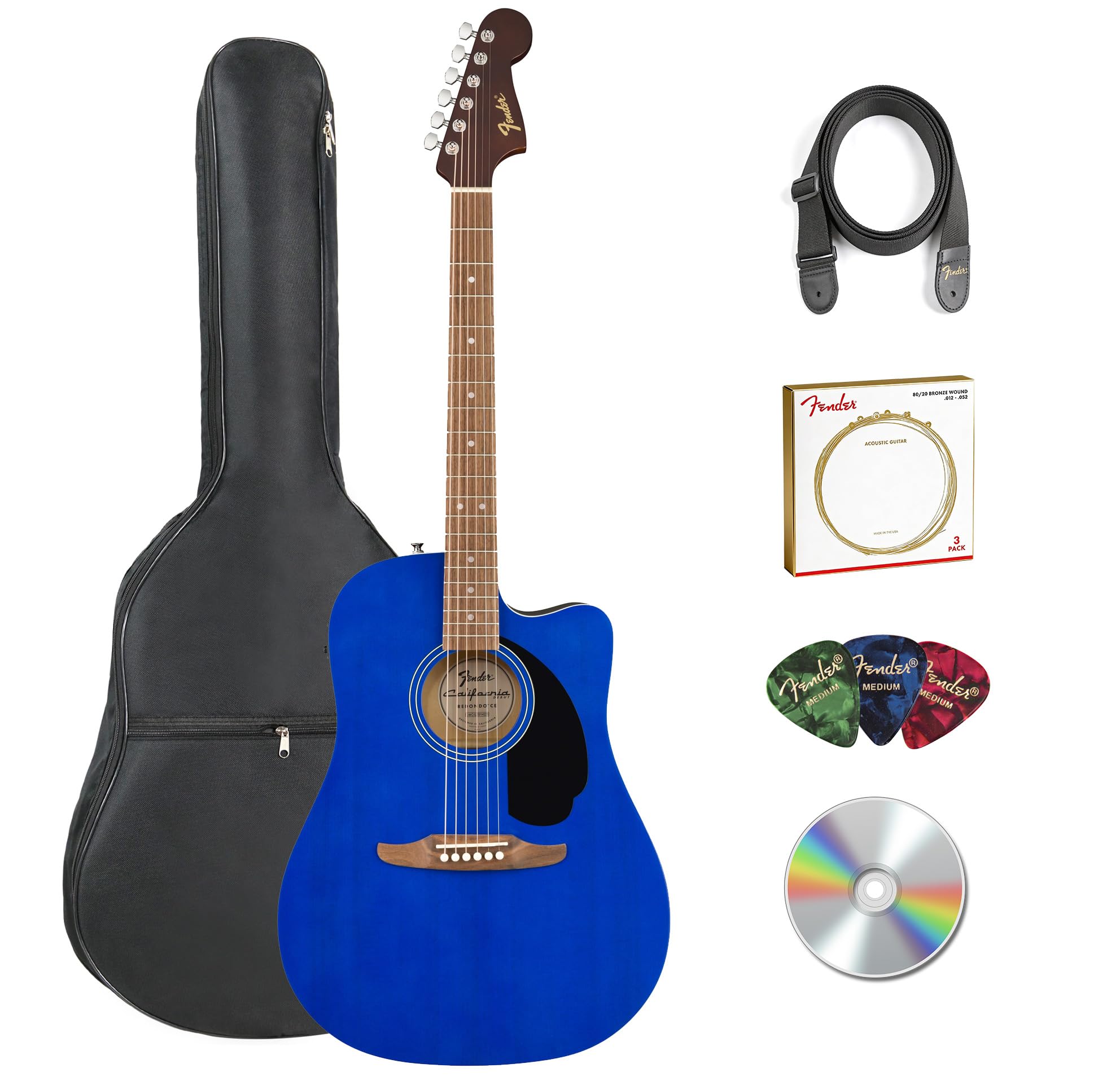 Fender California Redondo CE Dreadnought Acoustic-Electric Guitar - Saphire Blue w/ Gig Bag