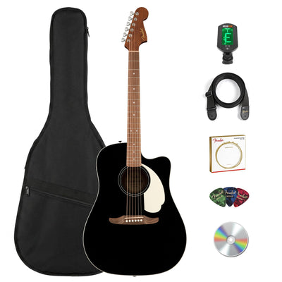 Fender California Standard Redondo CE Dreadnought Acoustic-Electric Guitar - Black w/ Gig Bag