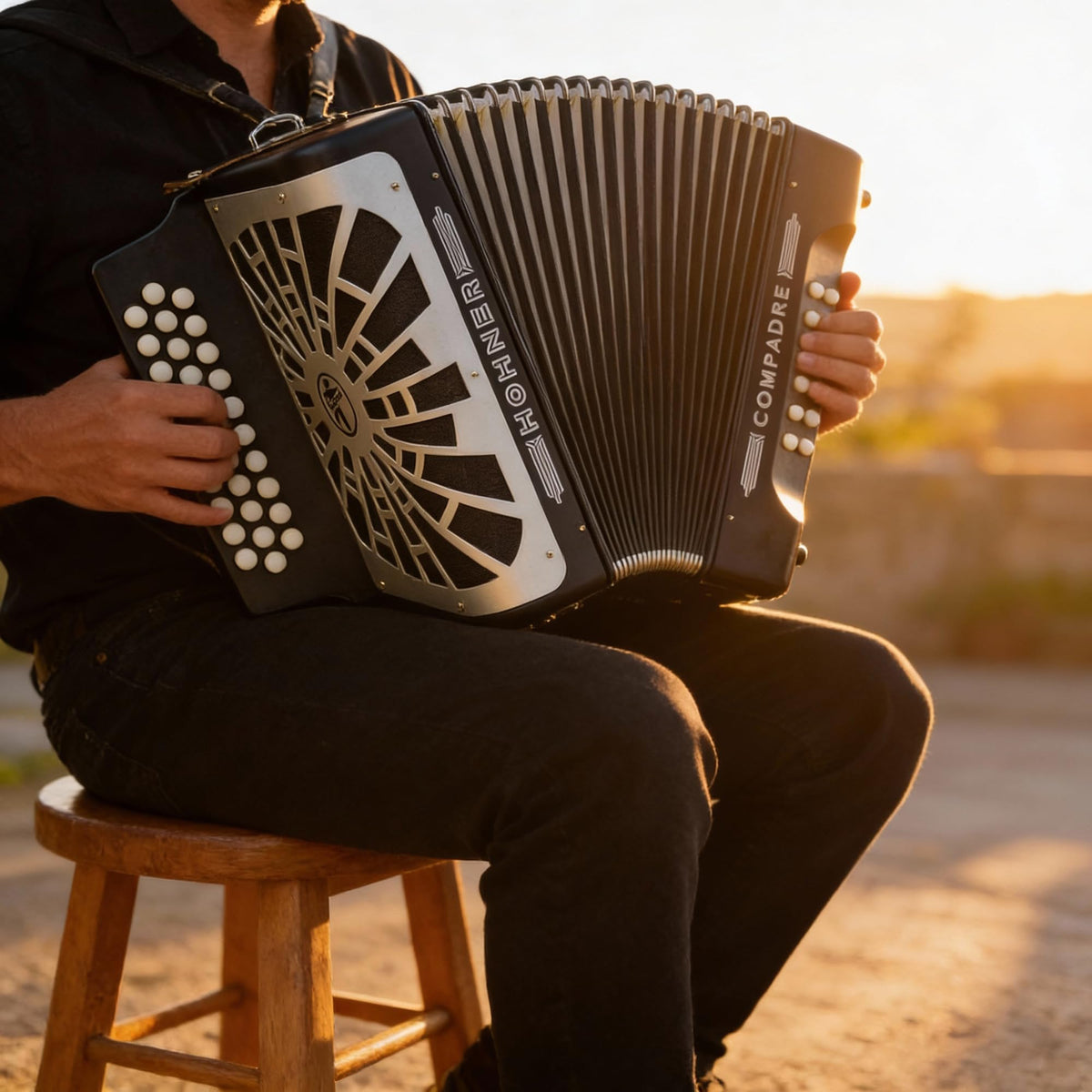 Hohner Compadre FBbEb 3-Row Diatonic Accordion - Black w/ Hard Case