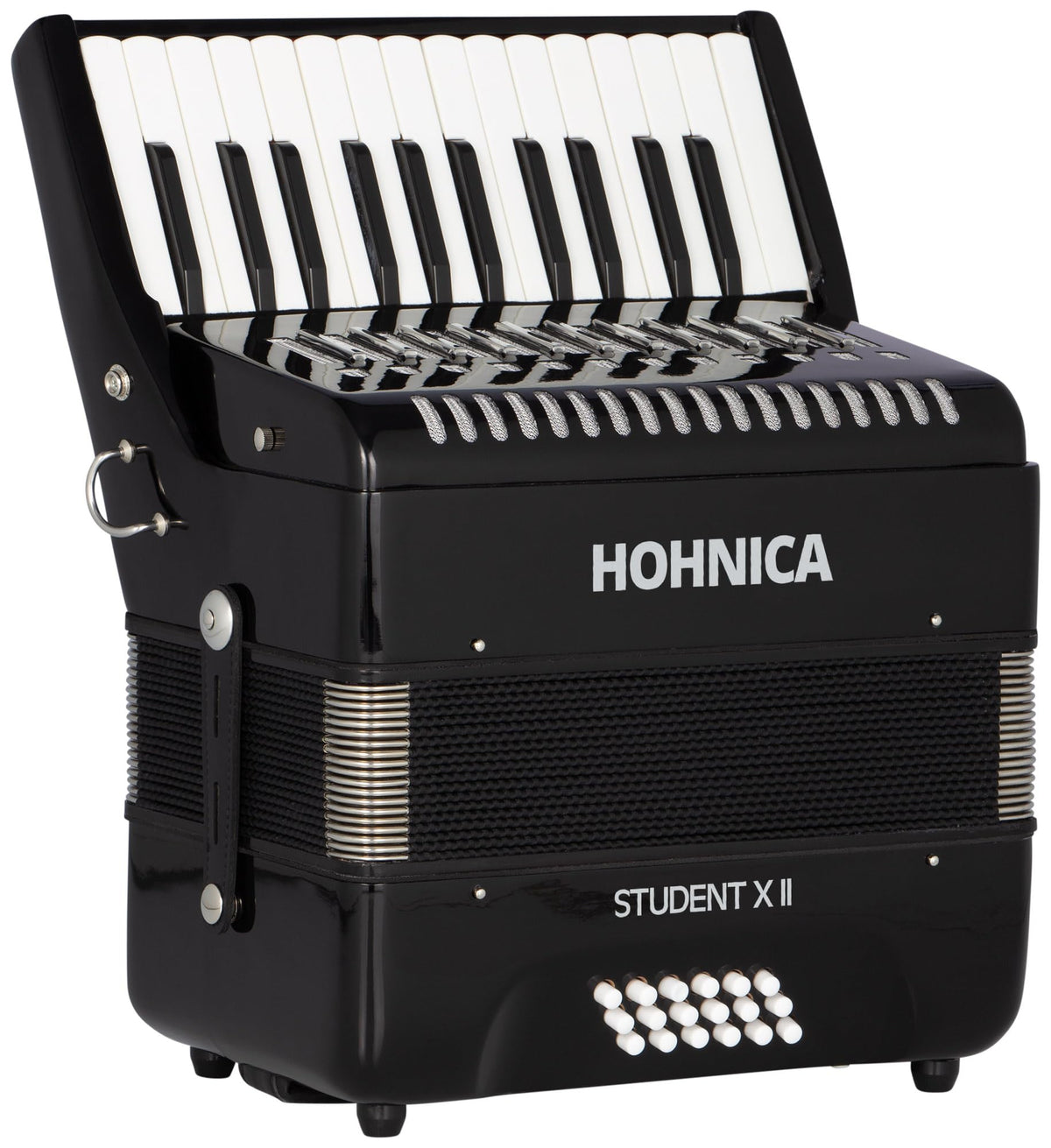 Hohner Hohnica Student XII 44-Key 18 Bass Piano Accordion - Black w/ Adjustable Stand