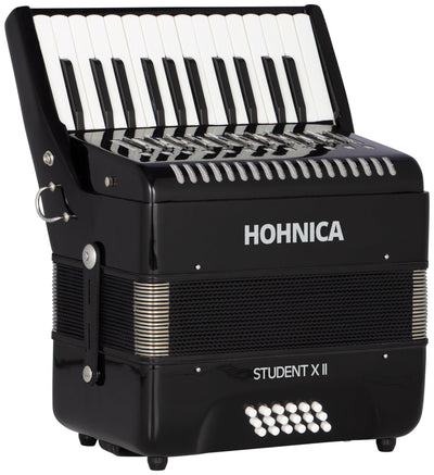 Hohner Hohnica Student XII 44-Key 18 Bass Piano Accordion - Black w/ Adjustable Stand