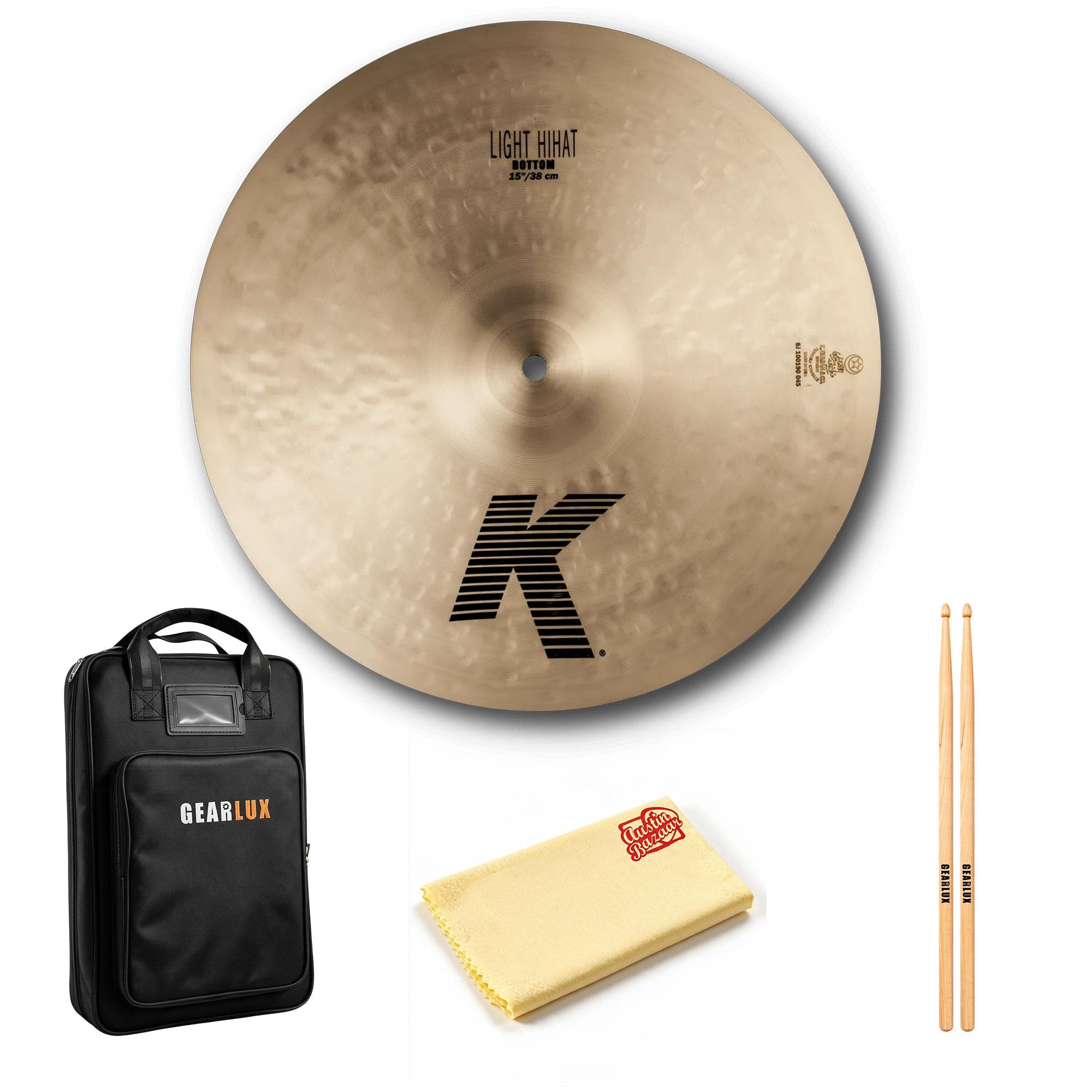 Zildjian K0923 15" K Light Hi-Hats Cymbals - Pair w/ Drumstick Bag