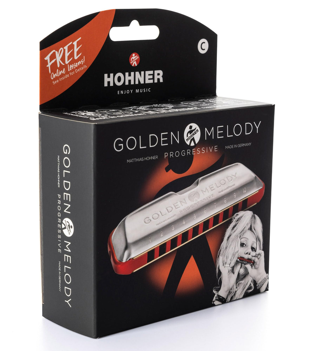 Hohner 544 Golden Melody Harmonica - Key of C w/ Key Stickers