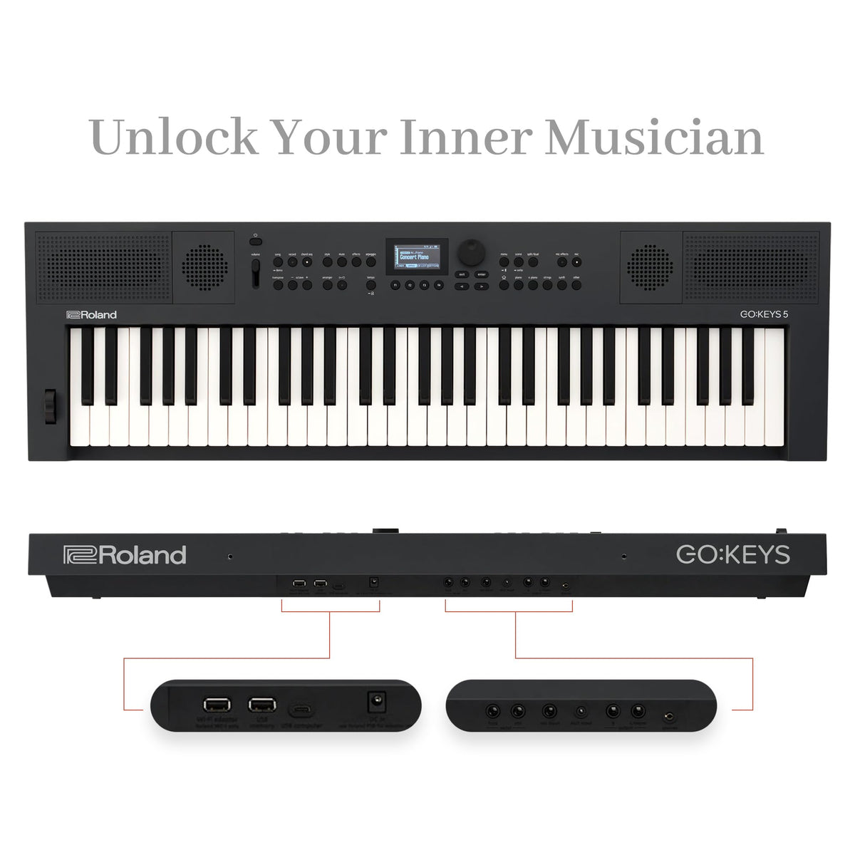 Roland GO:KEYS 5 Music Creation Keyboard - Graphite w/ Adjustable Bench