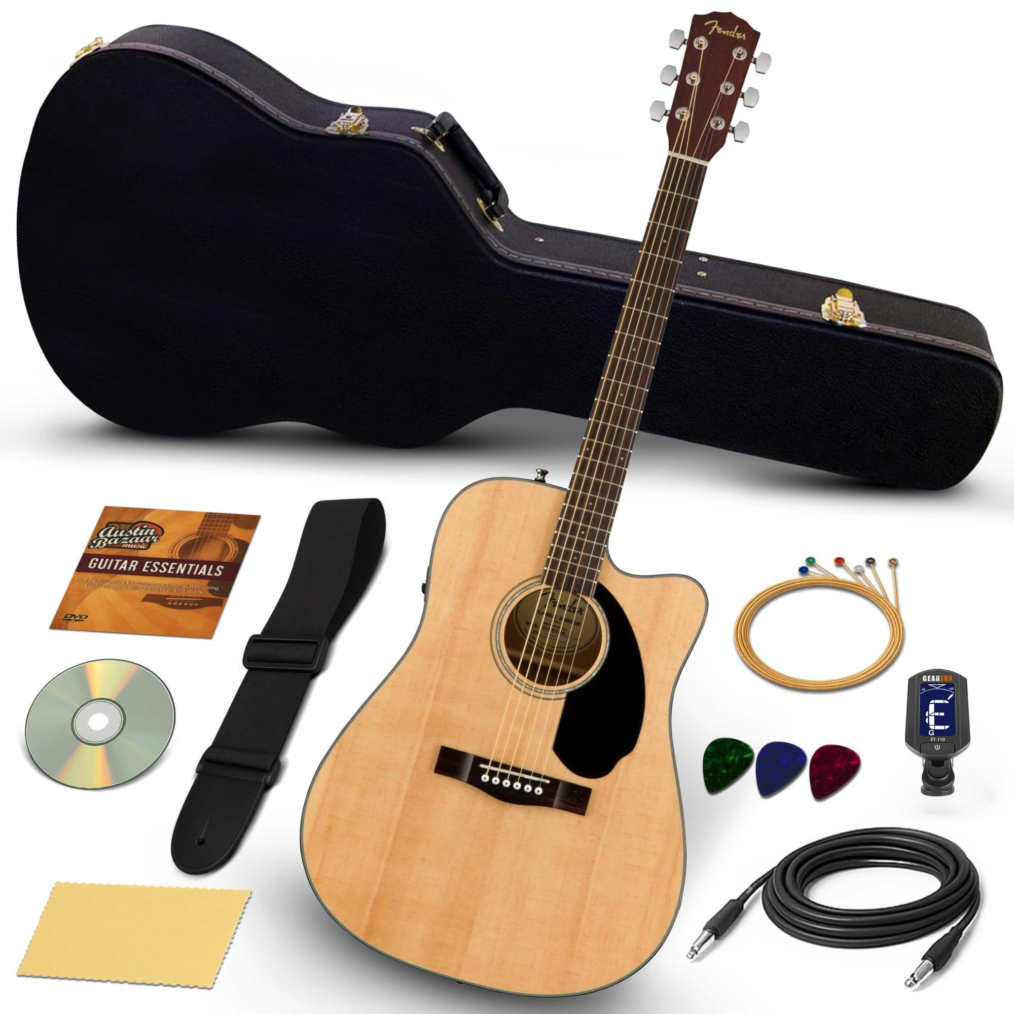 Fender CD-60SCE Solid Top Dreadnought Acoustic-Electric Guitar - Natural w/ Hard Case