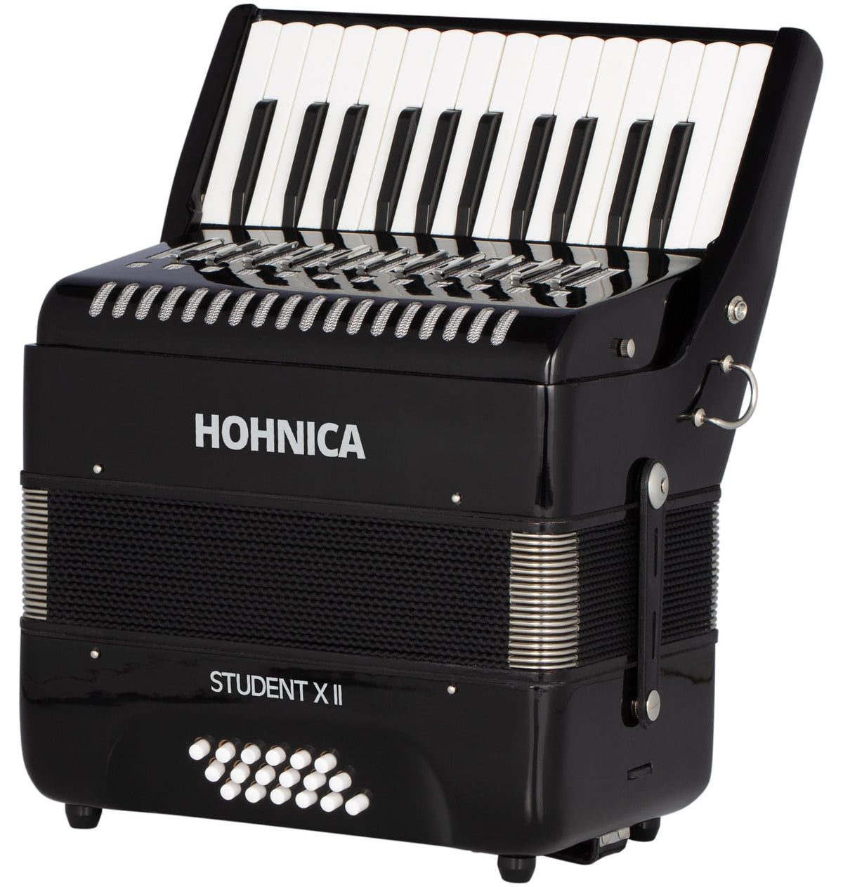 Hohner Hohnica Student XII 44-Key 18 Bass Piano Accordion - Black w/ Adjustable Stand
