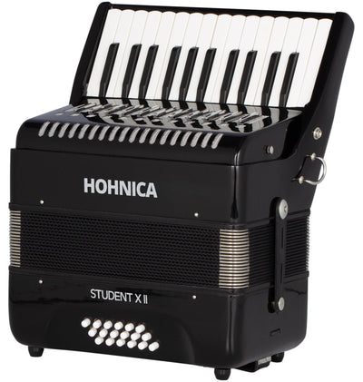 Hohner Hohnica Student XII 44-Key 18 Bass Piano Accordion - Black w/ Adjustable Stand