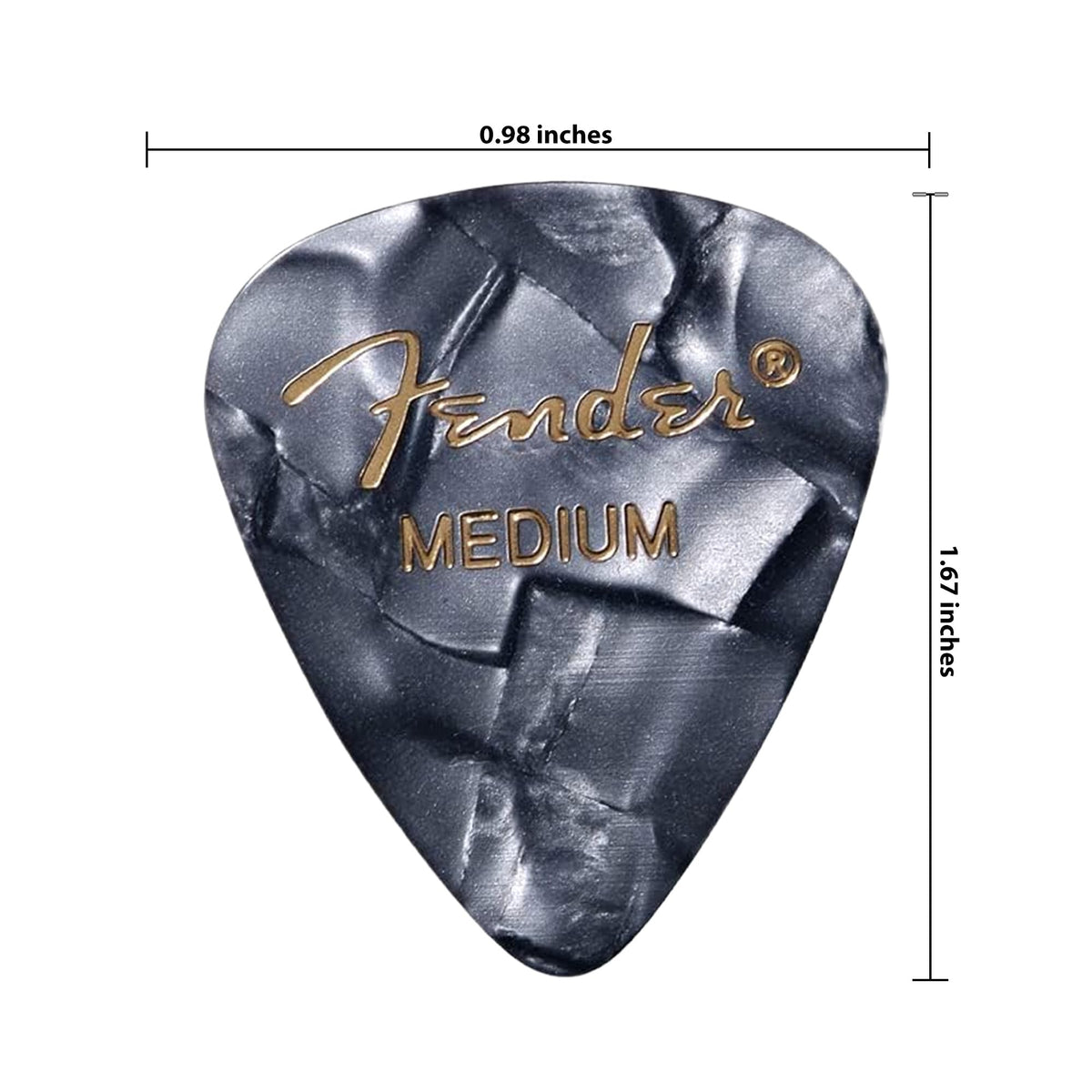 Fender Premium Celluloid 351 Shape Picks, Medium, Black Moto - 12 Pack