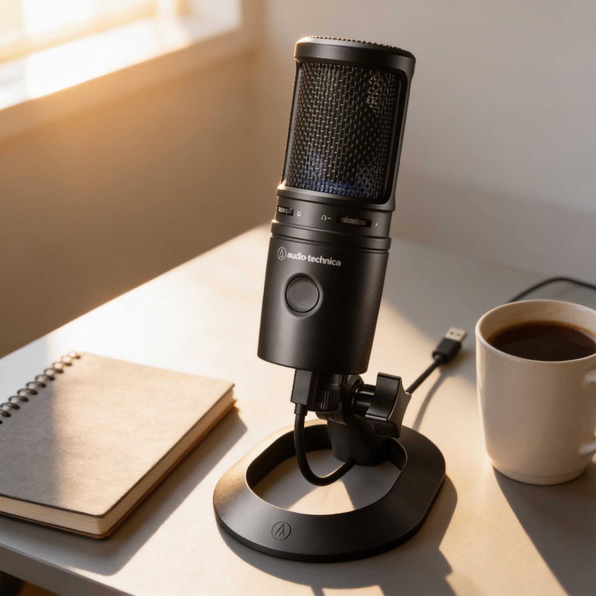 Audio-Technica AT2020USB-X Cardioid Condenser USB Microphone - Black w/ Pop Filter
