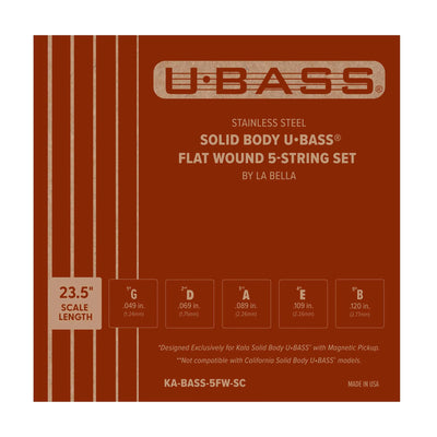 Kala KA-BASS-5FW-SC Stainless Steel Solid Body U-Bass Flat Wound 5-String Set