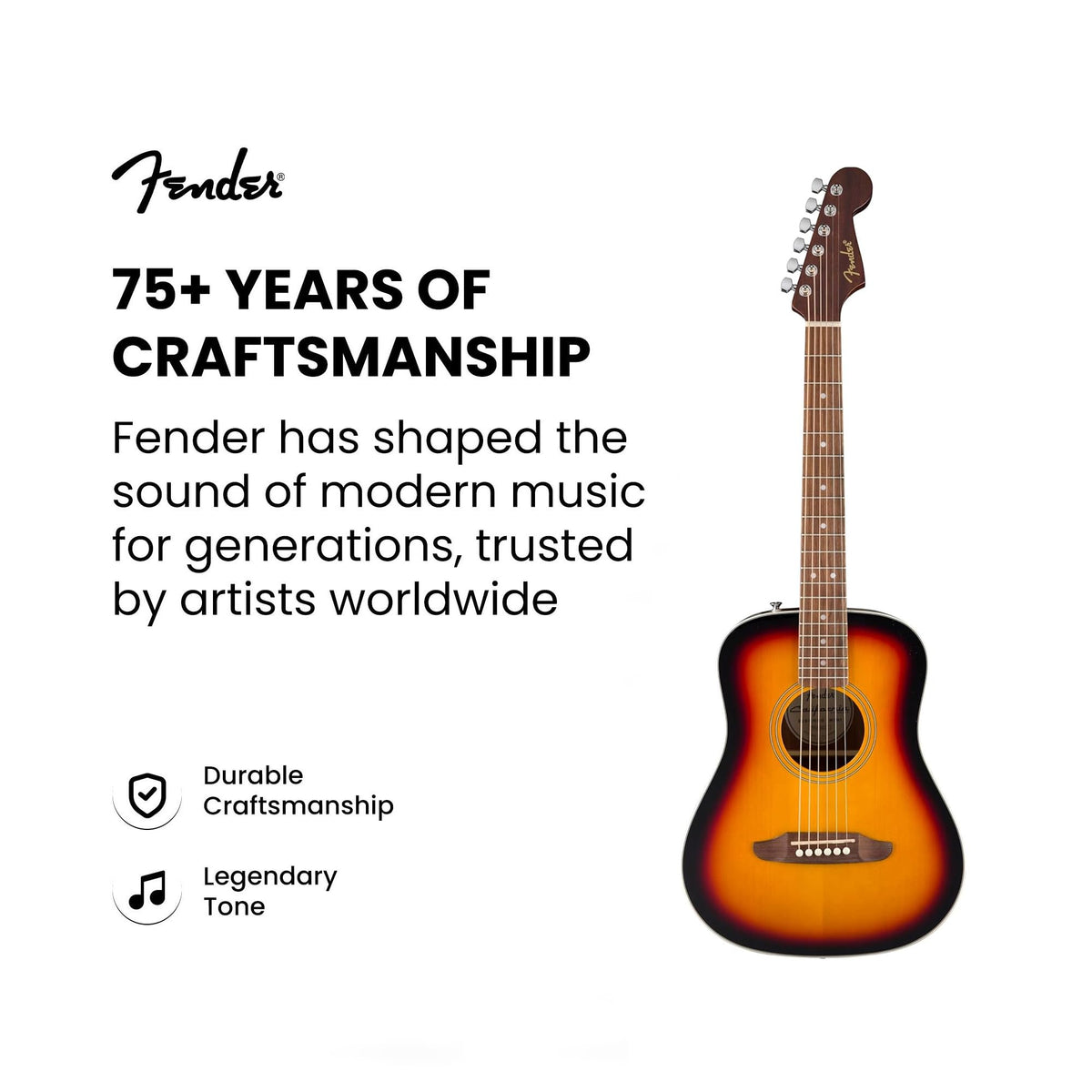 Fender California Standard Redondo Mini 3/4-Size Kids Acoustic Guitar - Sunburst w/ Gig Bag