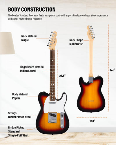 Fender Standard Telecaster - 3-Color Sunburst w/ Guitar Cleaning Kit