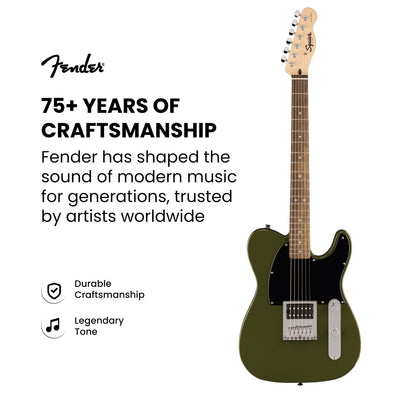 Fender Squier Sonic Esquire H Electric Guitar - Olive w/ Amplifier