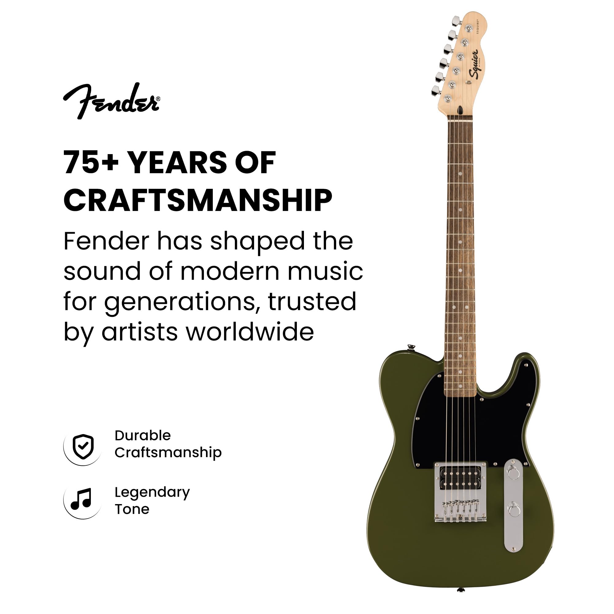 Fender Squier Sonic Esquire H Electric Guitar - Olive w/ Tuner