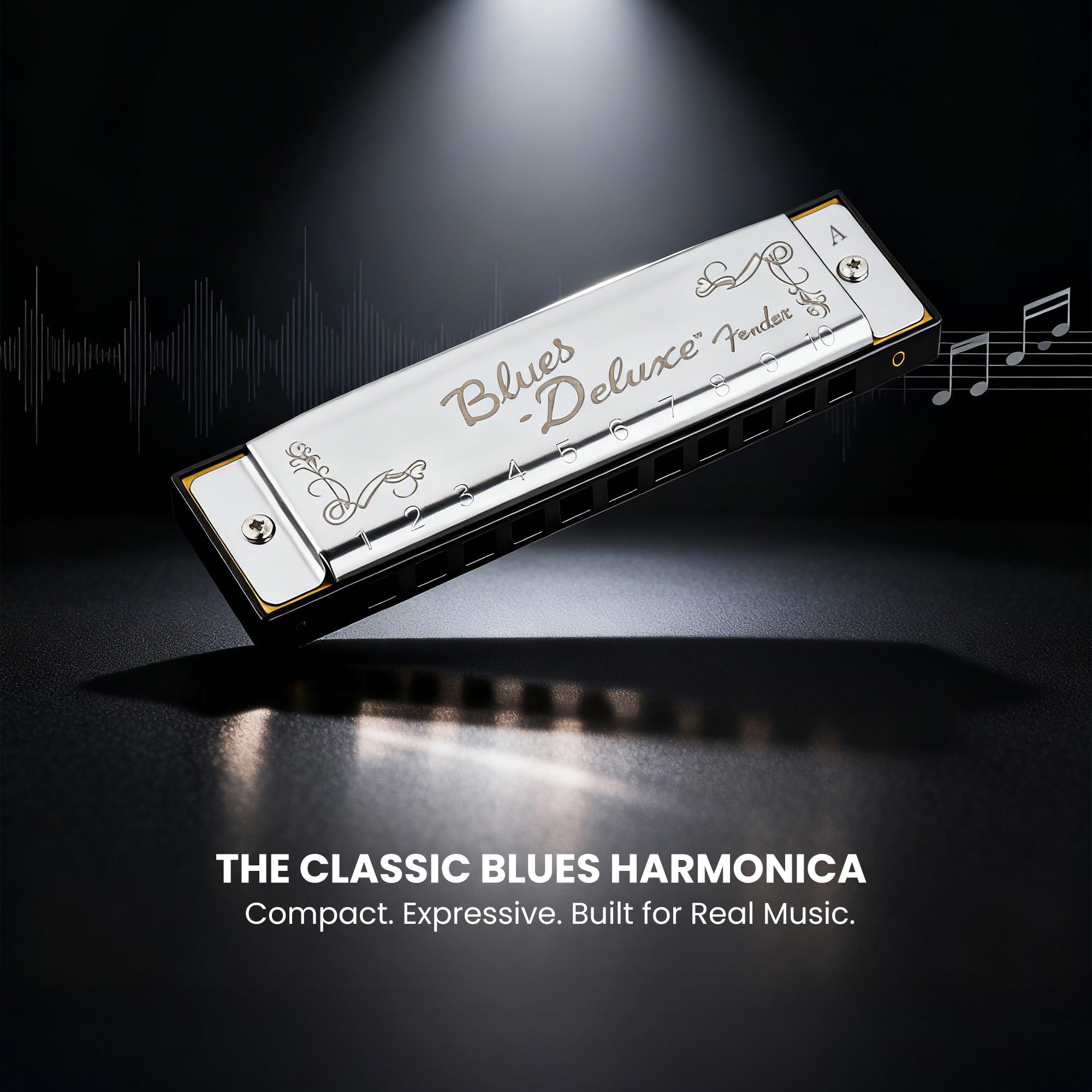 Fender Blues Deluxe Harmonica - Key of B Flat w/ Austin Bazaar Instructional Manual