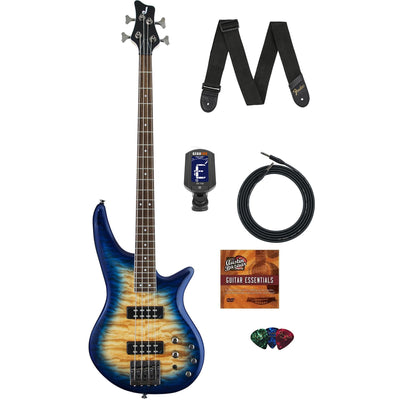 Jackson Spectra Bass JS3Q Bass Guitar - Amber Blue Burst w/ Instrument Cable