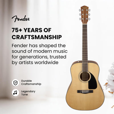 Fender CD-60 Dreadnought Acoustic Guitar - Natural w/ Hard Case