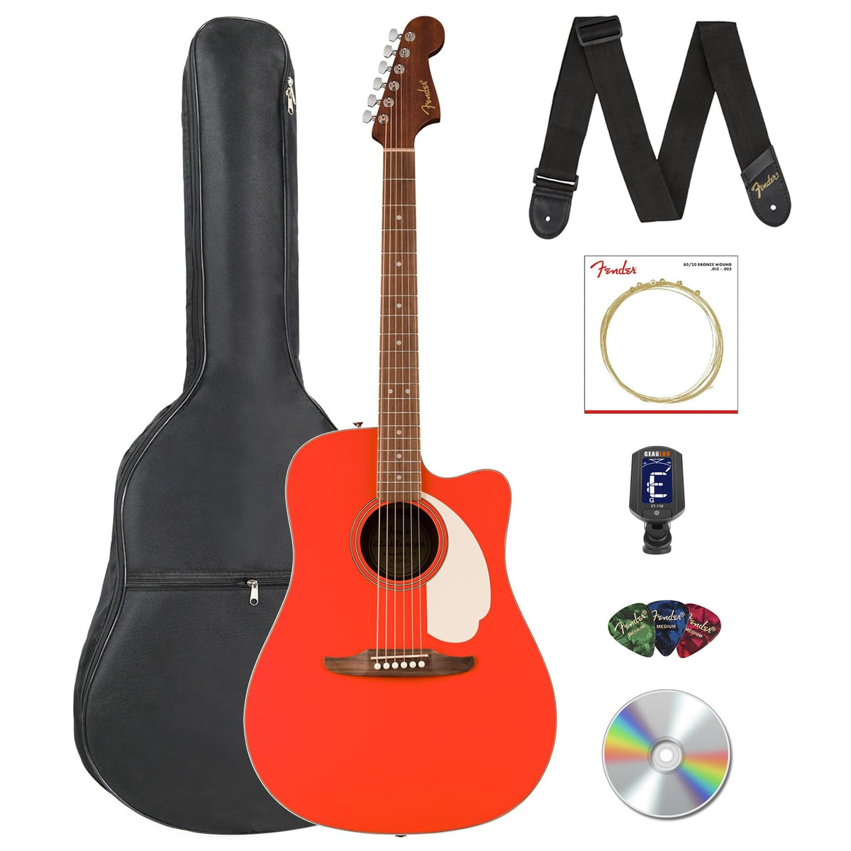 Fender California Standard Redondo CE Dreadnought Acoustic-Electric Guitar - Fiesta Red w/ Gig Bag